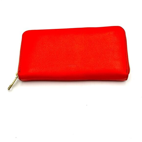 FOSSIL 4"x7 3/4" RED GENUINE LEATHER ID BILL CARD ZIP AROUND WALLET CLUTCH - Picture 11 of 12